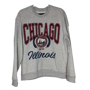 Hollister‎ Women's S Chicago Illinois Graphic Crew Sweatshirt Gray